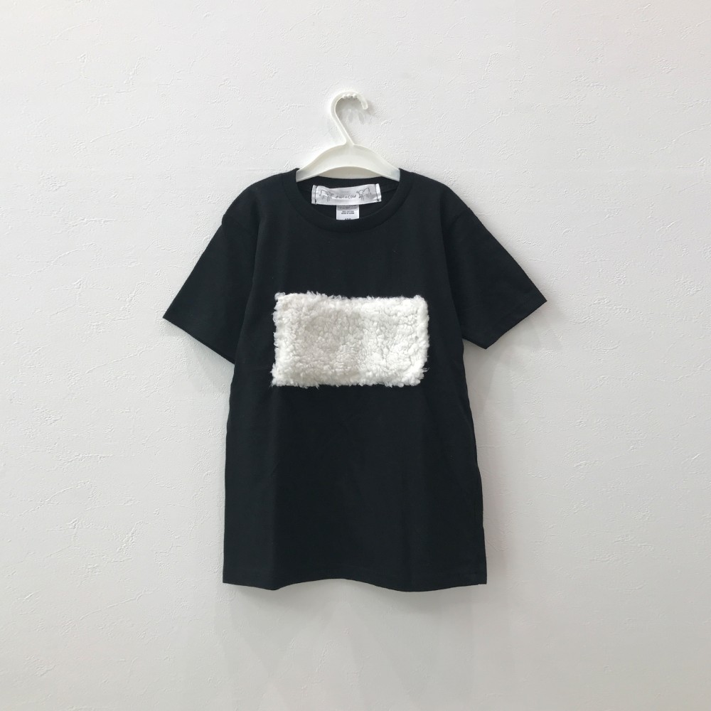キッズサイズ】ビッグTシャツ(もこもこ)Black×フェイクファー T