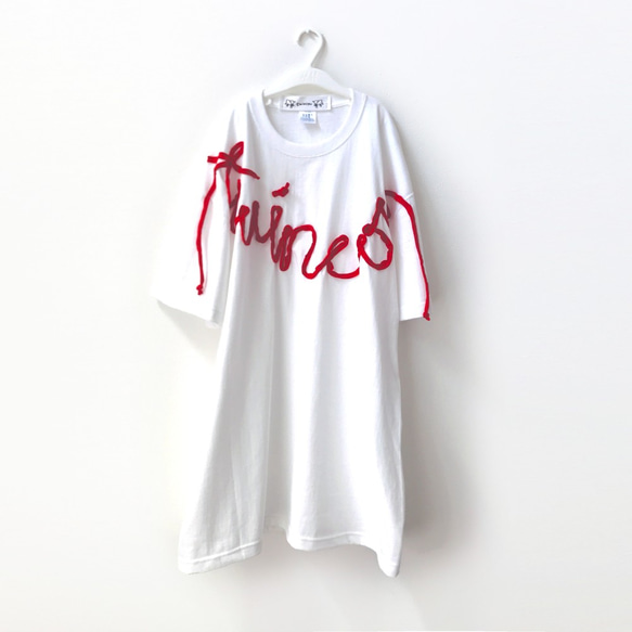 ビッグTシャツ(twincow)White×Red 3枚目の画像