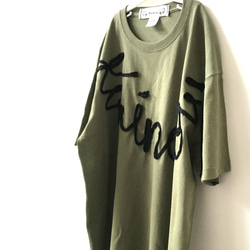 【新色】ビッグシルエットTシャツ(twincow)Khaki×Black 2枚目の画像