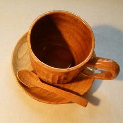 木のコーヒーカップセット 2枚目の画像