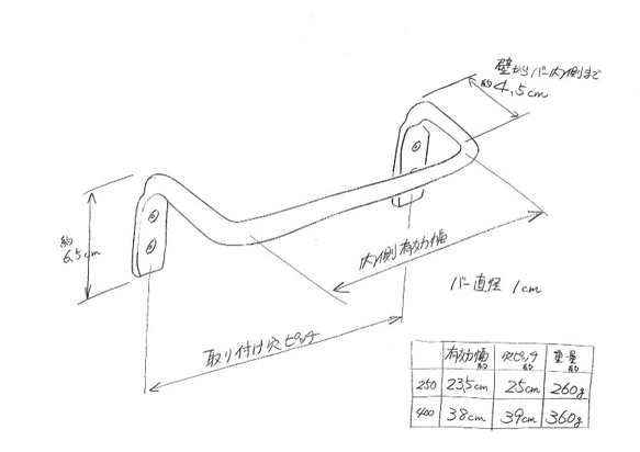 シンプルなアイアンハンガー 250 4枚目の画像