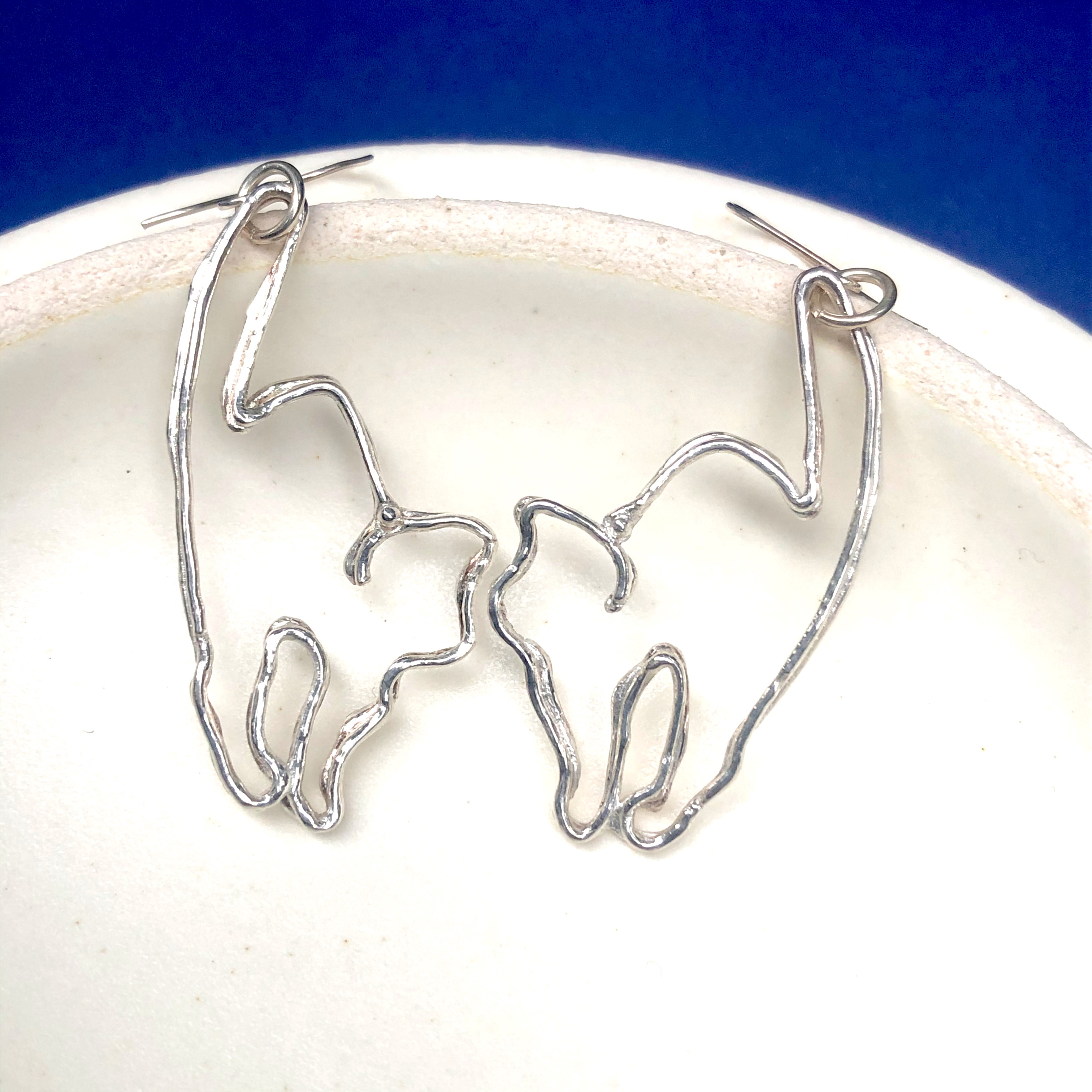 silver猫シルエットピアスorイヤリング