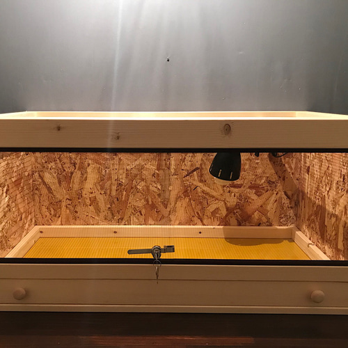 栄町工房】 木製ケージ 904545 OSB 上段アクリル引出し / 爬虫類