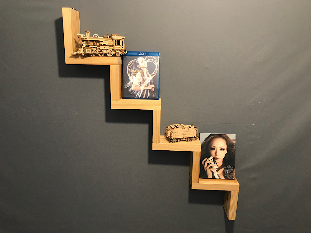 【送料無料】 ウォールシェルフ 階段 スギ