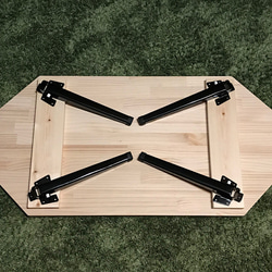 【送料無料】 ローテーブル 長方形 8角 90cm 45cm パイン ナチュラル 折りたたみ脚 4枚目の画像
