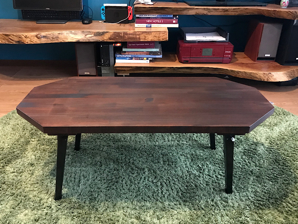 【送料無料】 ローテーブル 長方形 8角 90cm 45cm パイン ブラウン 折りたたみ脚