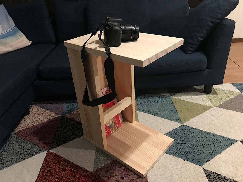 【送料無料】 サイドテーブル 60cm パイン ナチュラル 収納付き