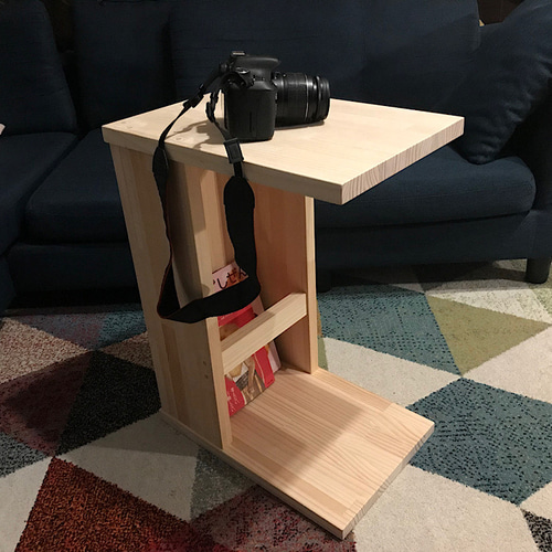 送料無料】 サイドテーブル 60cm パイン ナチュラル 収納付き サイド  