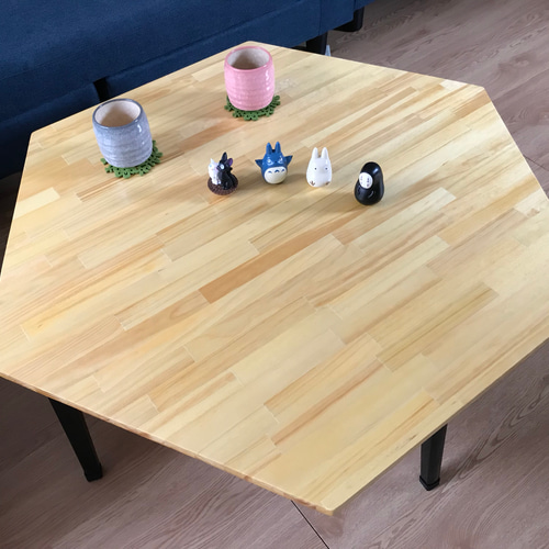 送料無料】 ローテーブル 6角 90cm パイン ナチュラル 折りたたみ脚  