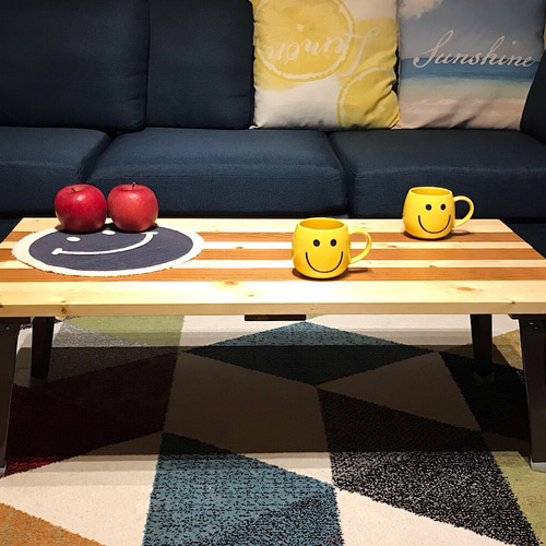 送料無料】 ローテーブル 長方形 90cm 45cm SPF ストライプ 折りたたみ  