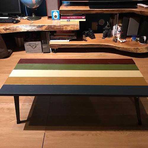 〓栄町工房〓 SPF折りたたみローテーブル カラフル アンティーク調