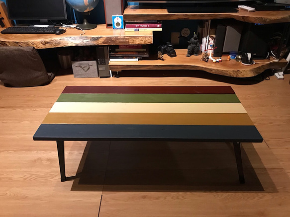 〓栄町工房〓 SPF折りたたみローテーブル カラフル アンティーク調