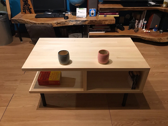 送料無料】 ローテーブル コ形 90cm 50cm パイン ナチュラル アイアン 