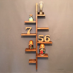 送料無料】 ウォールシェルフ スリム ツリー パイン オーク 壁掛け