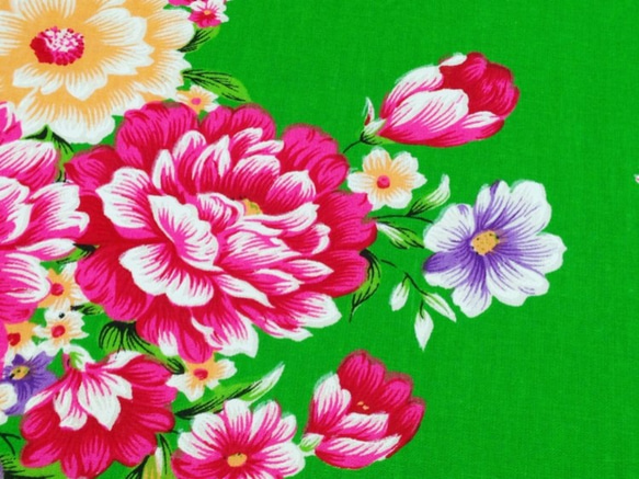 台湾花布（ライトグリーン）はぎれ　94×90cm　　00612 3枚目の画像
