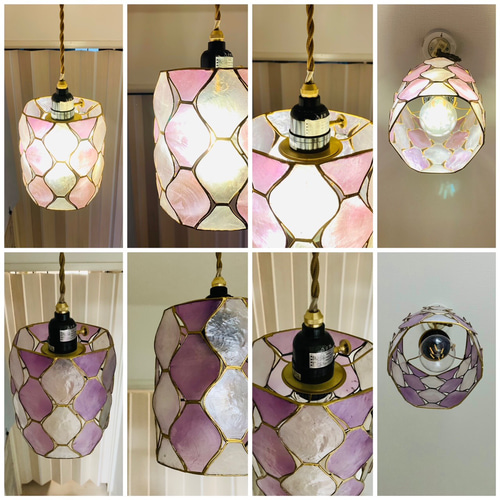 ペンダントライト 照明 Shell/PPU カピス貝 ランプシェード E26