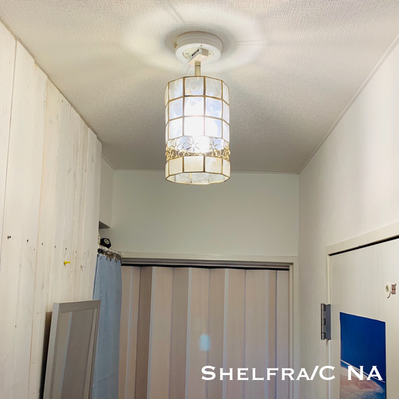 天井照明 Shell/CFLBG シーリングライト シェル カピス貝 ランプシェード 角度自在器付 真鋳ホルダー器具 3枚目の画像