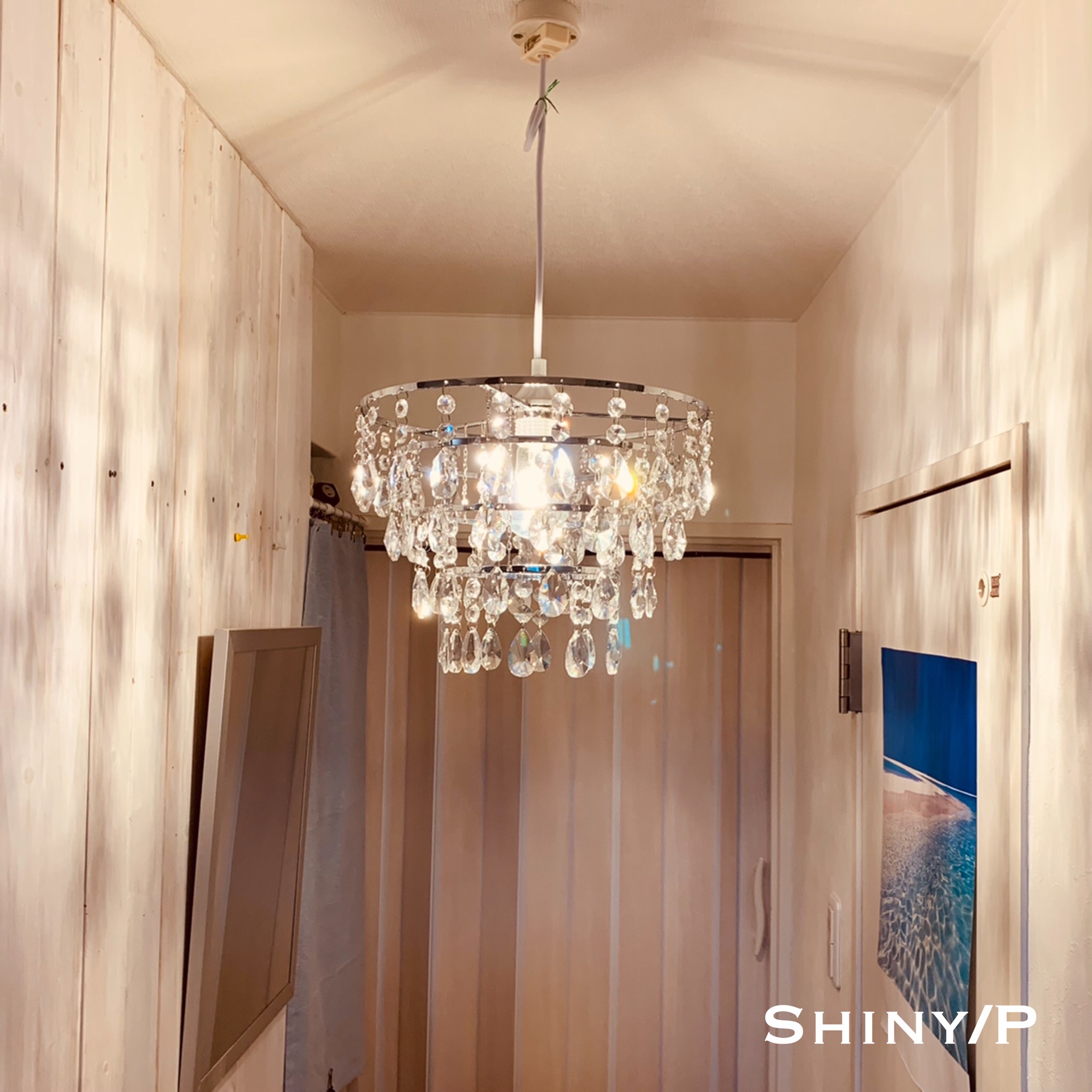 フランスアンティーク　クリスタルビーズ シャンデリア　小さな照明　天井照明 フランスアンティーク クリスタルビーズ シャンデリア 小さな