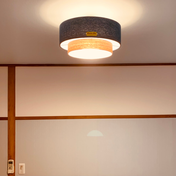 天井照明 Konane/C LBWN シーリングライト E26ソケット 100W形LEDボール球付 デニム＋天然木 1枚目の画像