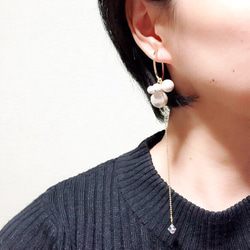 【4way】軟綿綿Marabo珍珠插式/夾式耳環 第2張的照片