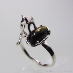 ラブラドライトと猫 ＊ Labradorite & Cat Ring 5枚目の画像