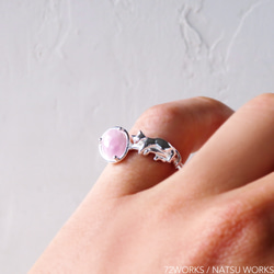 クンツァイトと猫 リング ＊ Kunzite & Cat Ring 5枚目の画像