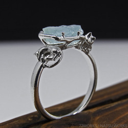 アクアマリンと猫 指輪 Aquamarine & Cat Ring ll 1枚目の画像