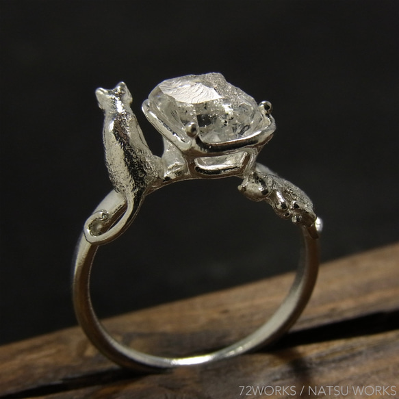 ハーキマーと猫 Herkimer & Cat Ring ⑤ 2枚目の画像