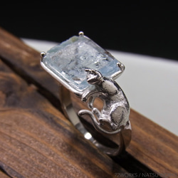 アクアマリンと猫 ＊ Aquamarine & Cat Ring 1枚目の画像