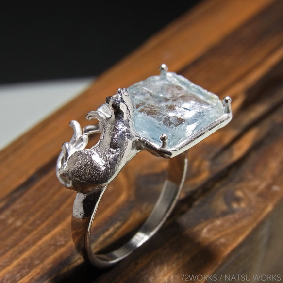 アクアマリンと猫 ＊ Aquamarine & Cat Ring 3枚目の画像