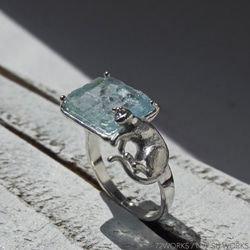 アクアマリンと猫 ＊ Aquamarine & Cat Ring 4枚目の画像