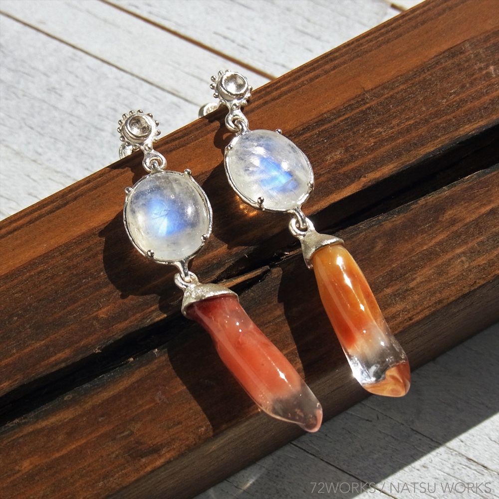 アゲート ＆ ムーンストーン ピアス ＊ Agate & Moonstone