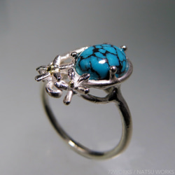 ターコイズ & モンステラ リング ＊ Turquoise Ring 6枚目の画像