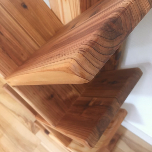 国産杉の無垢材でつくるツリー型本棚】角が丸く安心安全 ブック