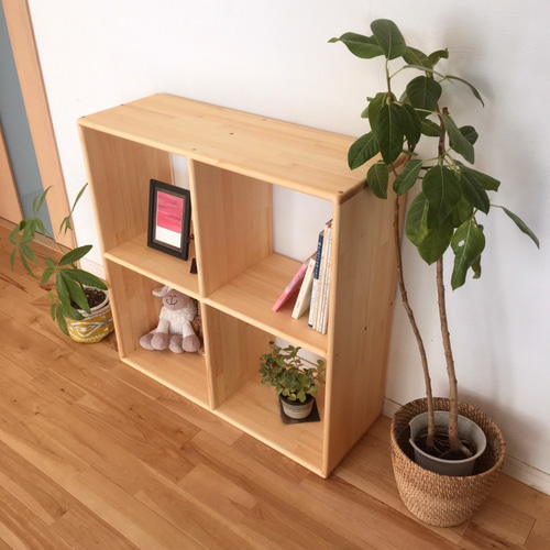 全ての角が丸い安心安全な十字収納棚】木製 カラーボックス オイル