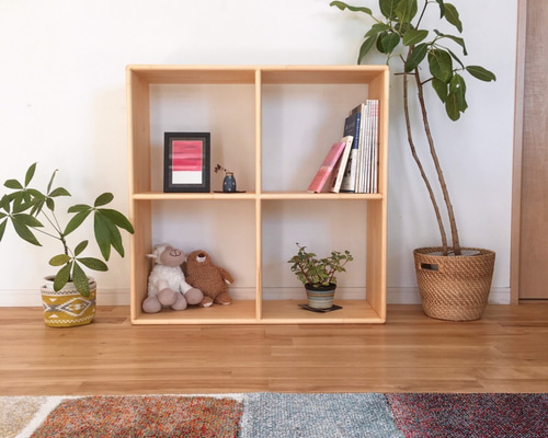 【全ての角が丸い安心安全な十字収納棚】木製 カラーボックス