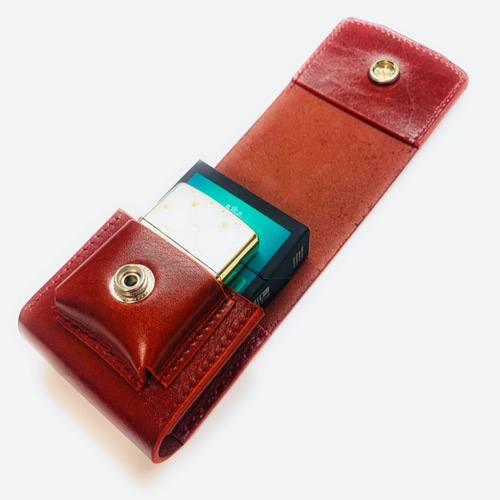 ジッポ収納付】ルガトショルダーのタバコケース（レッド） その他