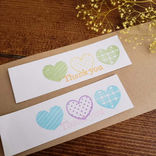 消しゴムはんこNo.36 thank you 手書き文字 ハート③