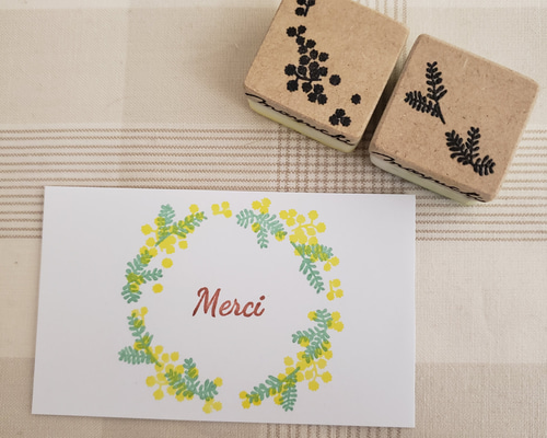 消しゴムはんこNo.379 ちびくまとミモザ 消しゴムはんこNo.379 ちびくまとミモザ 消しゴムはんこNo.379 ちび