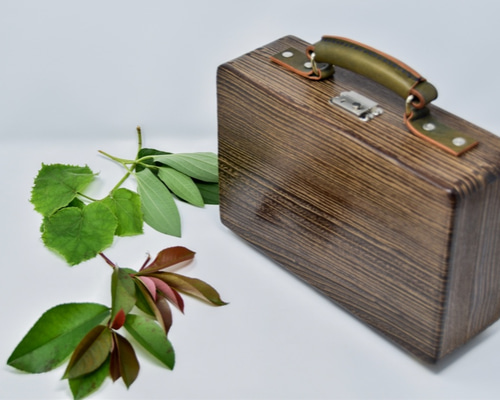 津南桐 時代焼き仕上げのセカンドケース「柾目」 ハンドバッグ 桐匠