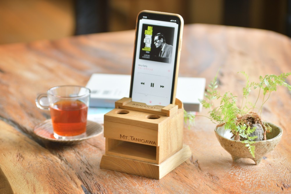 桐ウッドスピーカー 「卓上iPhoneスピーカー」