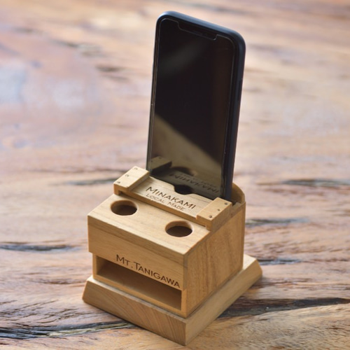 桐ウッドスピーカー 「卓上iPhoneスピーカー」 スマホスタンド