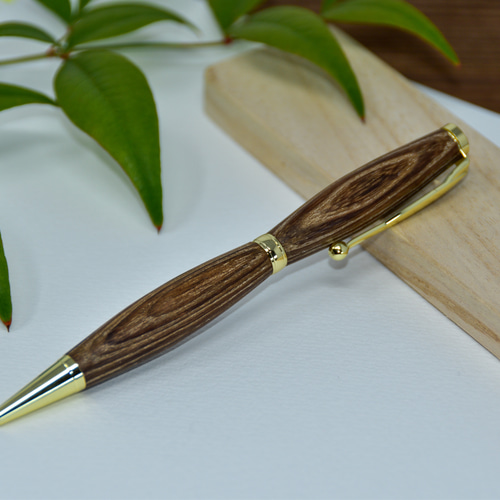 桐のボールペン「茶色焼き仕上げ」「専用ケース付き」(ギフト可) ペン