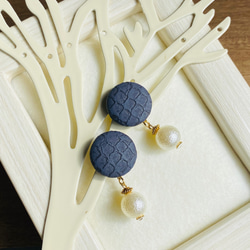 ミナペルホネンmermaid使用♪くるみボタンイヤリング イヤリング