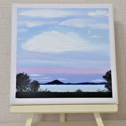 朝方の景色　アクリル画　原画 朝霧blue／アクリル画 キャンバス 原画 S0号 心象風景 青い絵