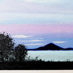 原画★美しい富士★アクリル画･キャンバス ライトブルー 日が暮れ始める 流れる雲 3枚目の画像