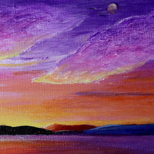 売り切れ▷原画☆焼芋のテイ☆アクリル画・キャンバス パープル