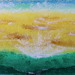 原画★希望の兆し★アクリル画･キャンバス 朝焼け 黄金色 湖 森 5枚目の画像