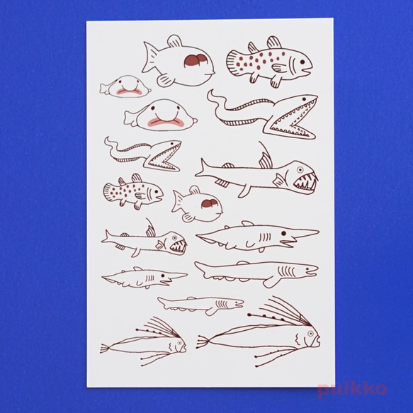 可愛的深海魚紋身貼紙 第1張的照片