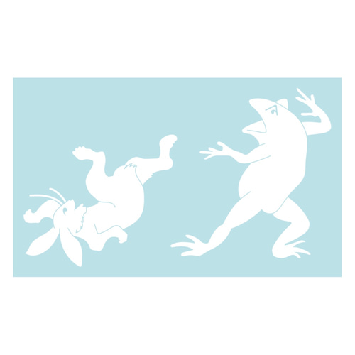 ステッカー 「鳥獣戯画」うさぎとカエル シール・ステッカー puikko